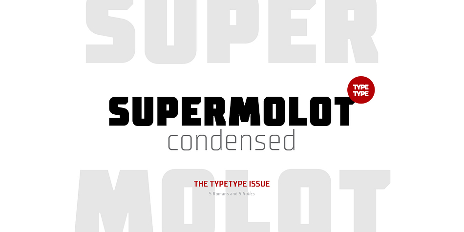 TT Supermolot Condensed is the narrow version of the TT Supermolot font family.