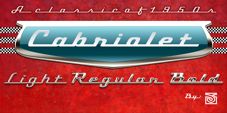 Cabriolet is a connected geometric script re-interpretation inspired by old chromo emblems of Chevy truck Apache of 1960.