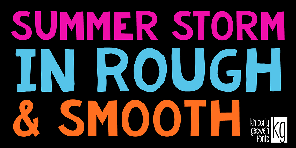 Displaying the beauty and characteristics of the KG Summer Storm font family.