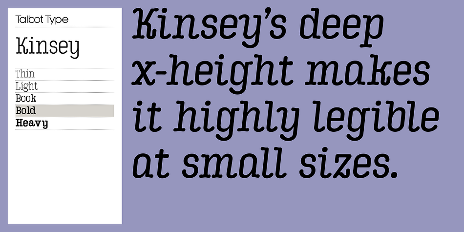 Highlighting the Kinsey font family.