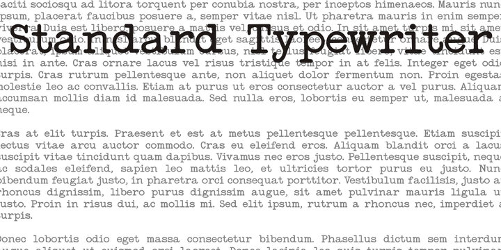 A typewriter font design, great for mimicking the effect of type writing older machines.