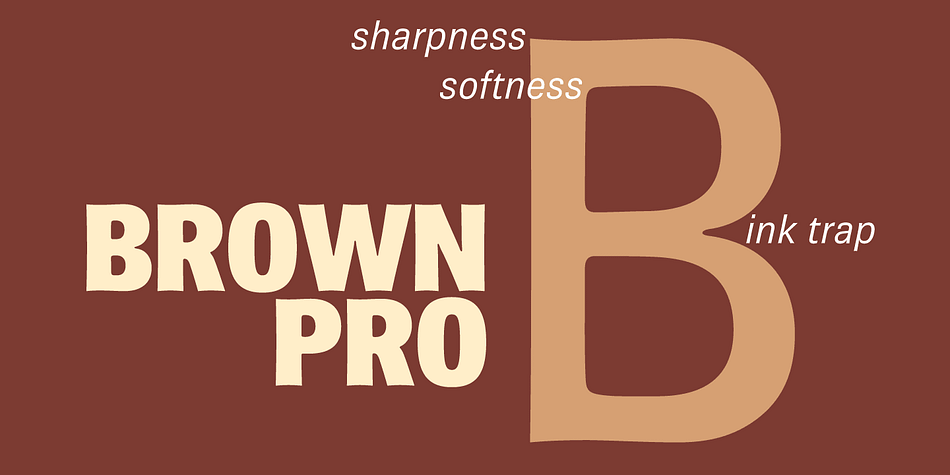 At text size, Brown is a classic grotesque, distinguished by its semi-condensed proportions—especially in the capitals, which harmonize well with the lining figures—and an exceptional clarity in certain high-resolution media, such as offset printing, achieved by micro-detailing.