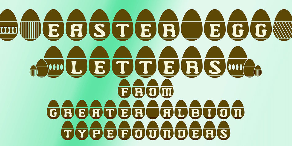 A fun typeface for Easter, which lets you make banners and headings with  eggs enclosed in letters.