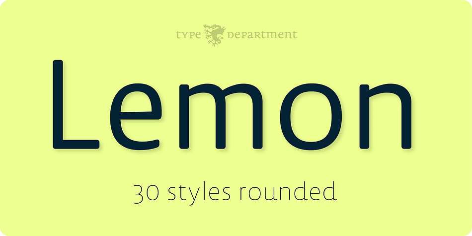 TD Lemon is an extensive set of fonts, offering 66 weights and a combination of Sans and Serif styling.