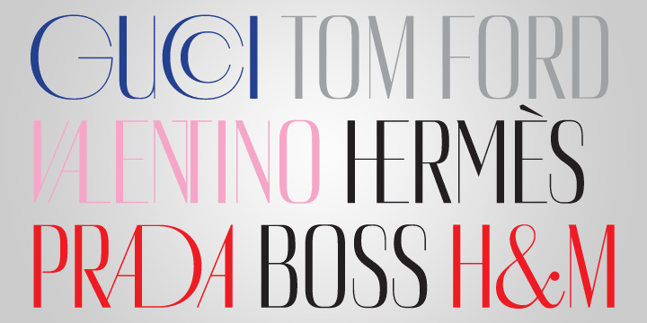 Prestiggio font family sample image.