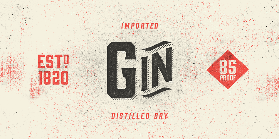 Like a brother to the Bourbon family, Gin is distilled from similar letterforms, but condensed less.