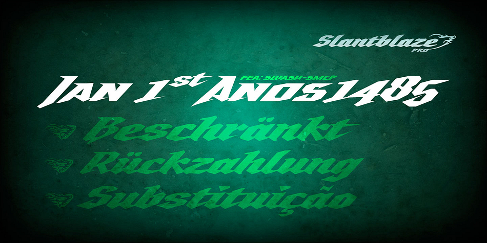 slantblaze pro font family sample image.