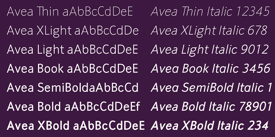 »AVEA« is an OpenType family for professional typography with an extended character set of over 700 glyphs and extensive kerning.