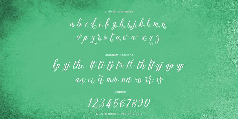 Esmeralda font family example.