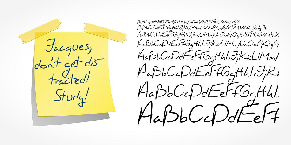 Jacques Handwriting is a beautiful typeface that mimics true handwriting closely.