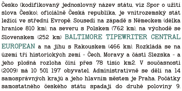 Baltimore Typewriter font family example.