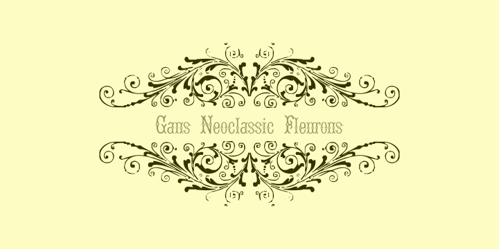 Highlighting the Gans Neoclassic Fleurons font family.