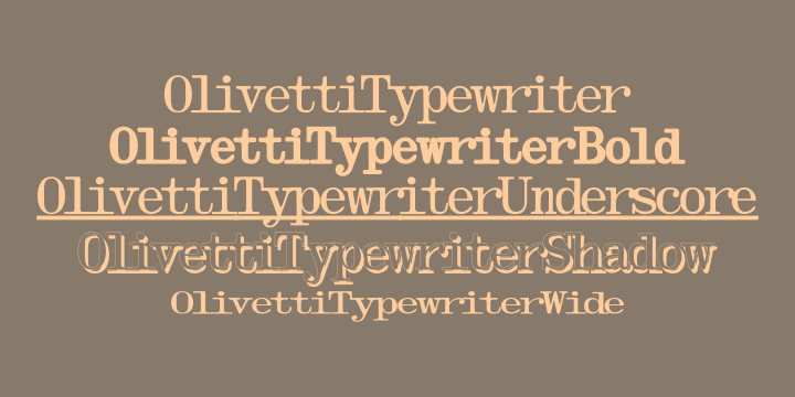 Displaying the beauty and characteristics of the Olivetti Typewriter font family.