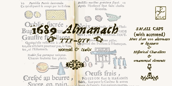 This family was created inspired from the eroded and tired fonts used by printers from the sixteen  century to the early years of twentieth for cheap or fleeting works, like almanacs, adverts, gazettes or popular novels.