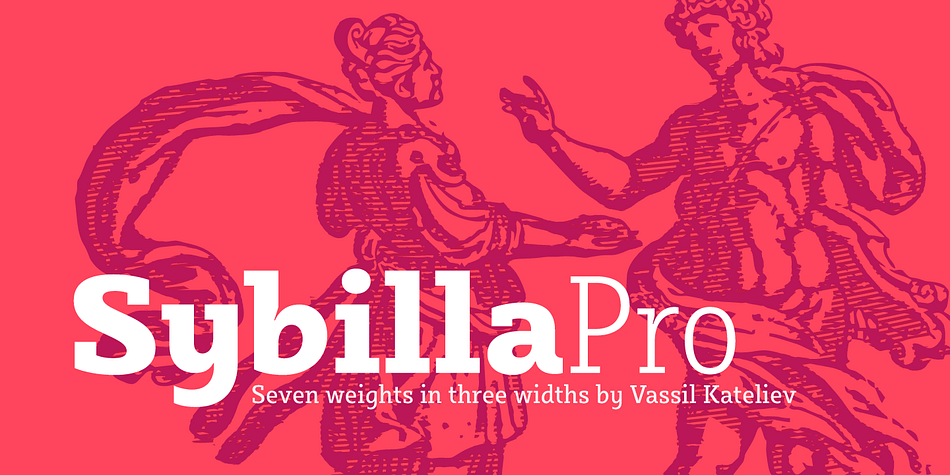 Sybilla Pro a humanist slab serif well suitable for broad range of design projects.