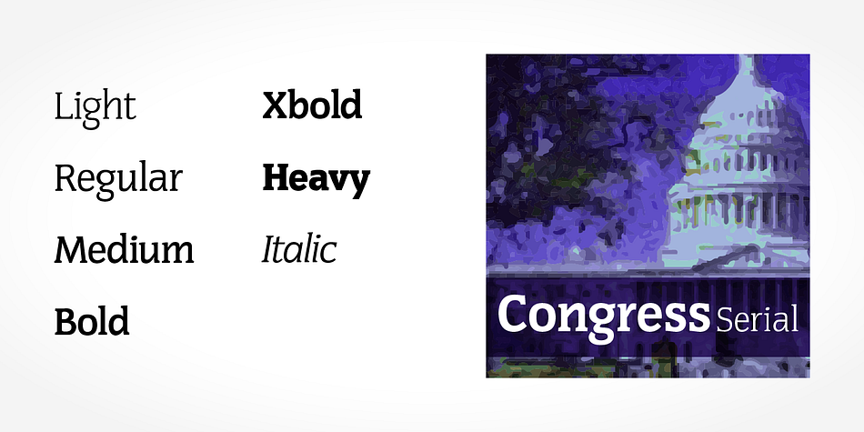 Highlighting the Congress Serial font family.