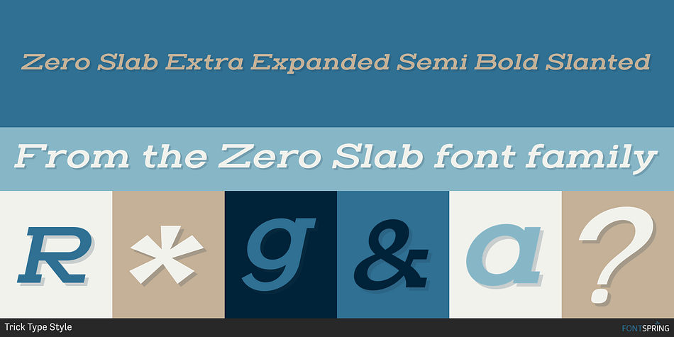 Zero Slab Extra Expanded Semi Bold Slanted Font