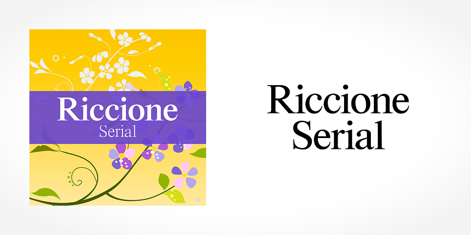 Displaying the beauty and characteristics of the Riccione Serial font family.