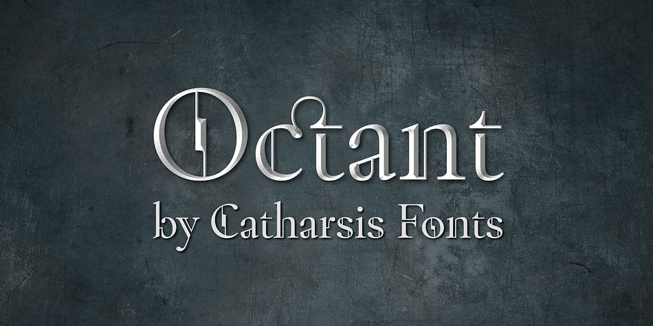 Octant is an original display typeface drawing inspiration from Victorian-age steel and brass engineering, as well as from blackletter typography.