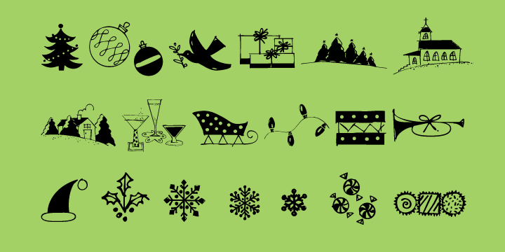 This font works well with Holiday Doodles and Holiday Doodles Too which also have Christmas icons in them.