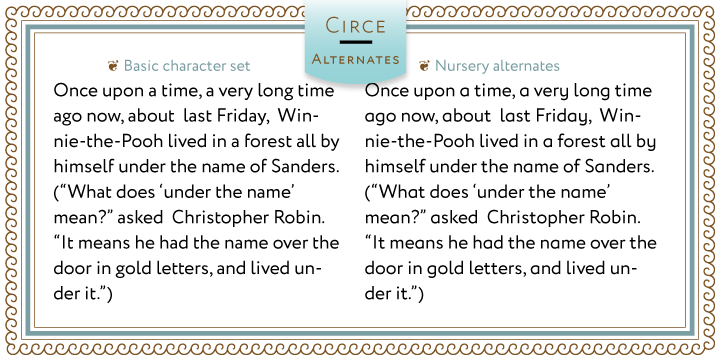 Displaying the beauty and characteristics of the Circe font family.