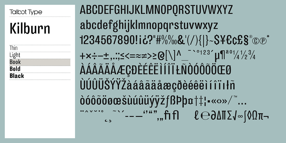 Emphasizing the popular Kilburn font family.