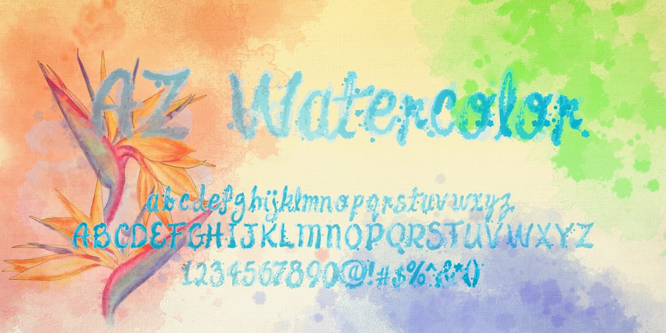 AZ Watercolor was inspired from a need to develop a more realistic watercolor font with a hand painted effect to it.