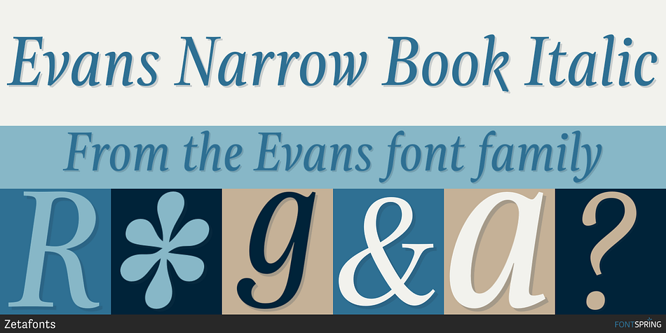Evans Narrow Book Italic Font