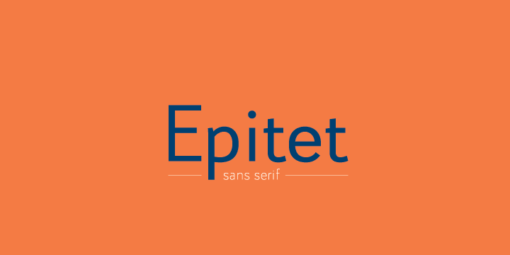 Epitet, a subtle compact type family with a modern mixture of geometrical and simple shapes, comes in 6 weights, from Thin to Bold.