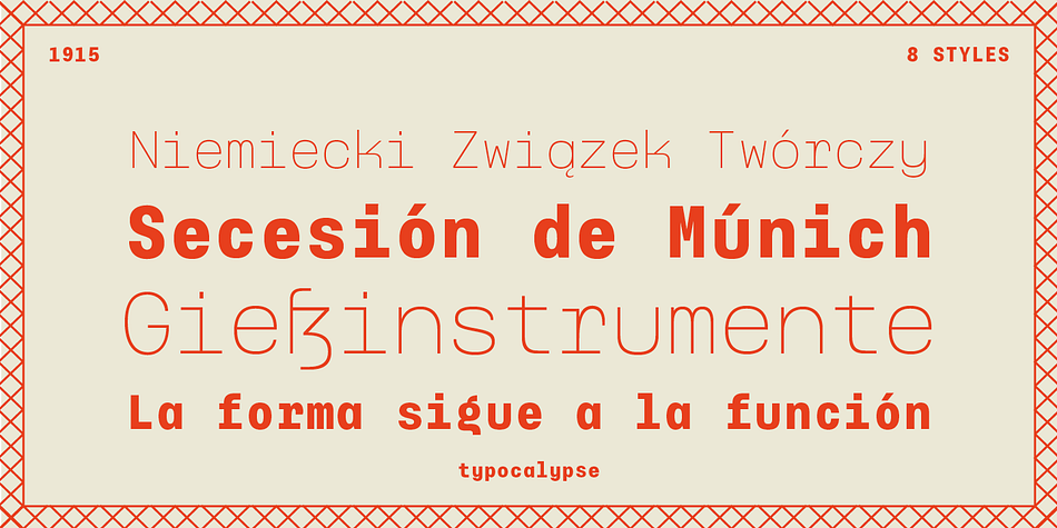 Typewalk Mono 1915 is the debut release by Sven Fuchs and was designed between 2012 and 2016.