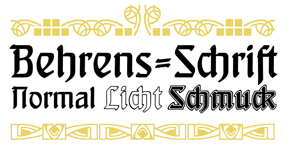 Peter Behrens’ renowned art nouveau type from 1902 – with ornaments.