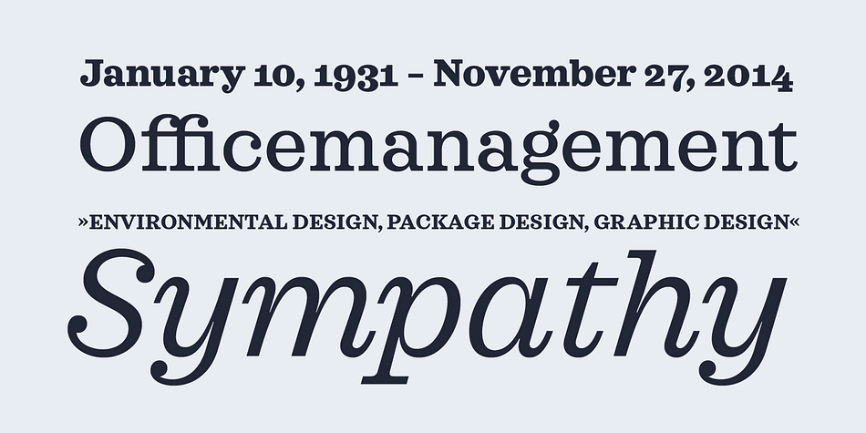 Designed by Rene Bieder, Sagona is a slab serif font family.