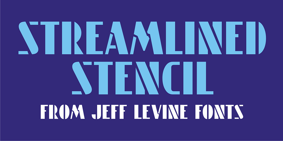 Streamlined Stencil JNL is based on a photo of an Art Deco era shipping stencil saying “With Care” which was heavily influenced by the Futura Black style of lettering.