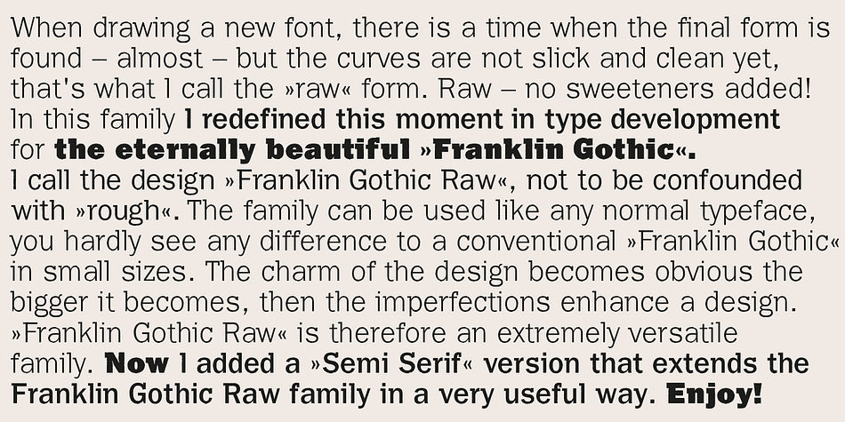 In this family I redefined this moment in type development  for the eternally beautiful »Franklin Gothic«.
