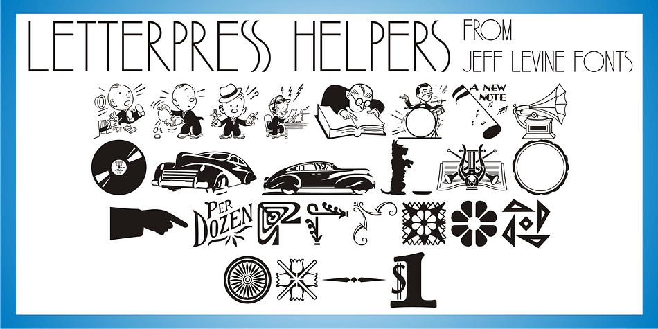 Letterpress Helpers JNL continues a series of vintage cartoons, border and corner elements, stock designs, sales helpers and other embellishments re-drawn from vintage source material.