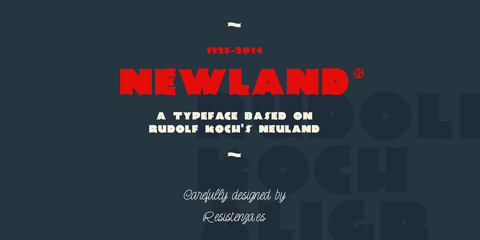 Newland is a blocky typeface inspired by Rudolf Koch’s calligraphic Neuland.
