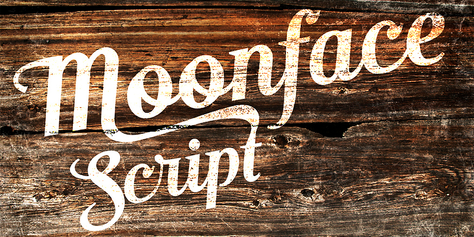 Moonface Script font family example.