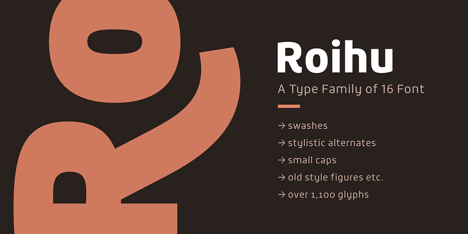 Roihu is a sans serif type family of 16 fonts.