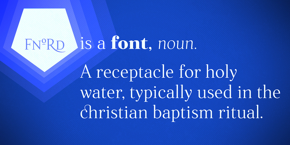 Designed by Paulo Goode, Fnord is a serif font family.