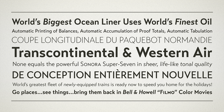 The Transat Text family includes 5 weights plus optically-corrected obliques.