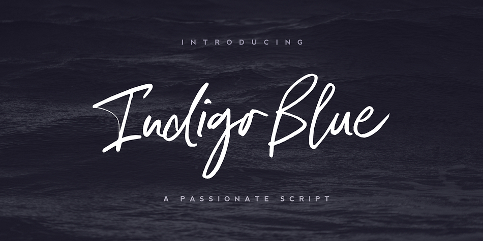 Indigo Blue is a casual handwritten script with a signature style.