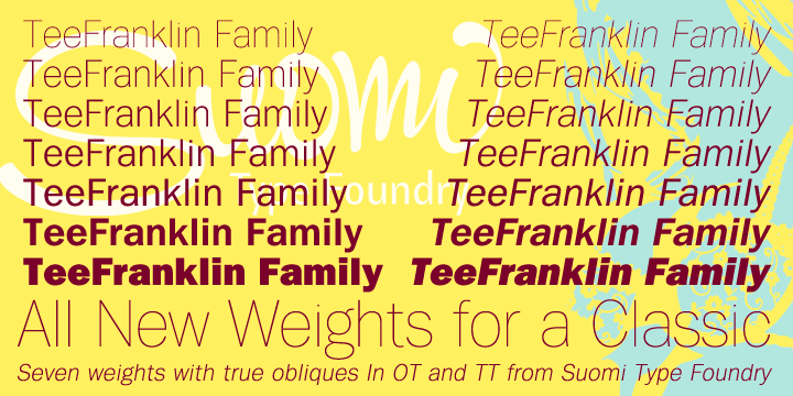 Displaying the beauty and characteristics of the TeeFranklin font family.