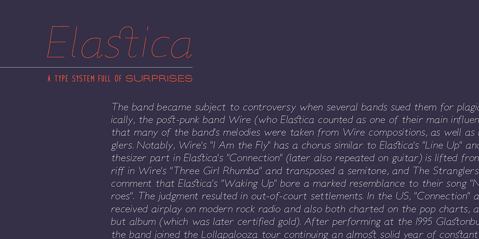 Displaying the beauty and characteristics of the Elastica font family.