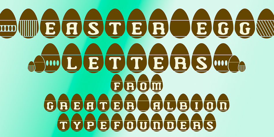 A fun typeface for Easter, which lets you make banners and headings with  eggs enclosed in letters.