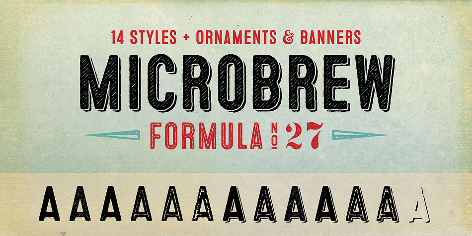 Microbrew is a versatile retro display family with 14 individual styles, plus retro banners, ornaments, and symbols.