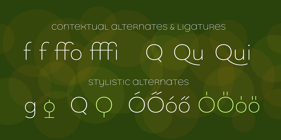 A host of other OpenType features including ligatures, contextual alternates, small caps, figure sets, and character variants are built into all cuts.