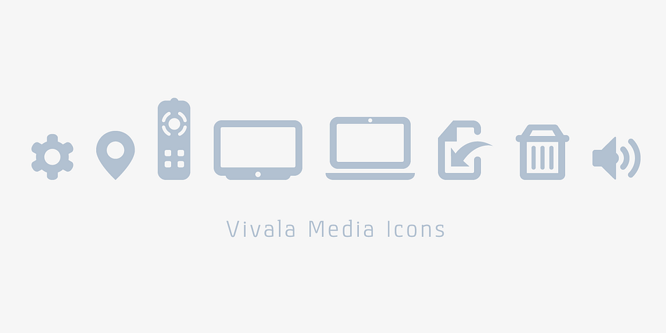 Vivala Media Icons font family sample image.