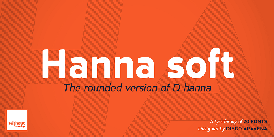 D Hanna Soft is a sans serif type family of 9 weights plus matching italics.