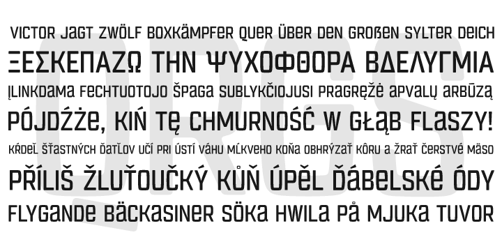 Qargotesk 4F font family sample image.