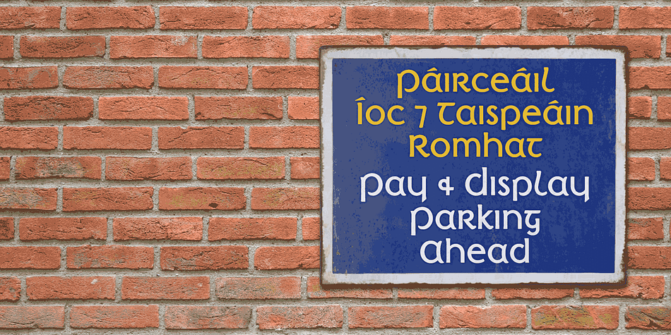The licensed font comes with a faux italic, and although obliques are not so common among insular typefaces, Irish Penny Italic is a useful smart and sporty extra.